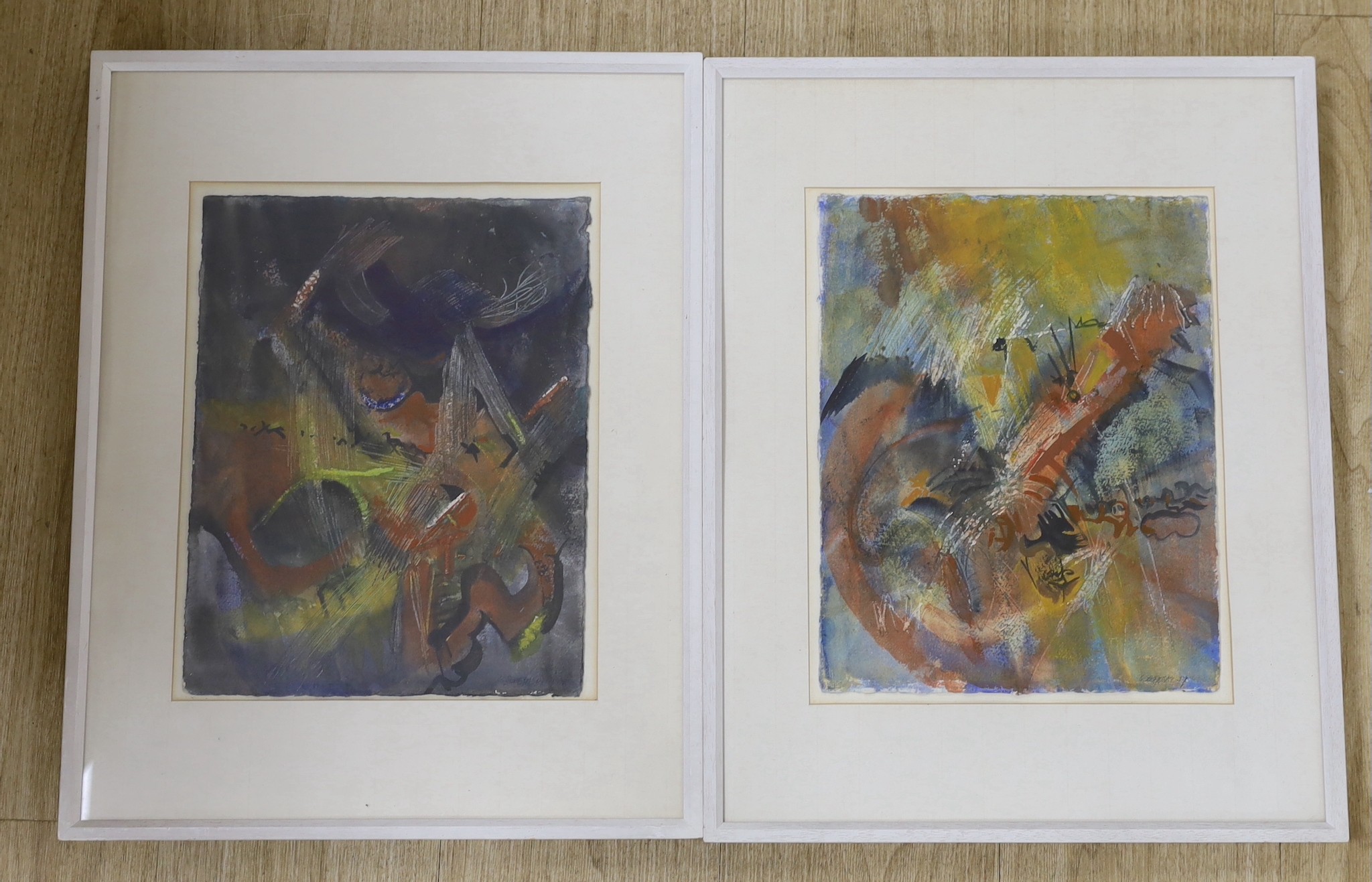 G. Sepekski, two ink and watercolours, Untitled studies, indistinctly signed and dated '49, 33 x 25cm